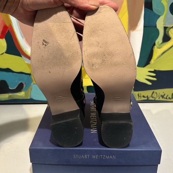 Stuart Weitzman Black Leather Moto Boots 11 - Picture 3 of 4